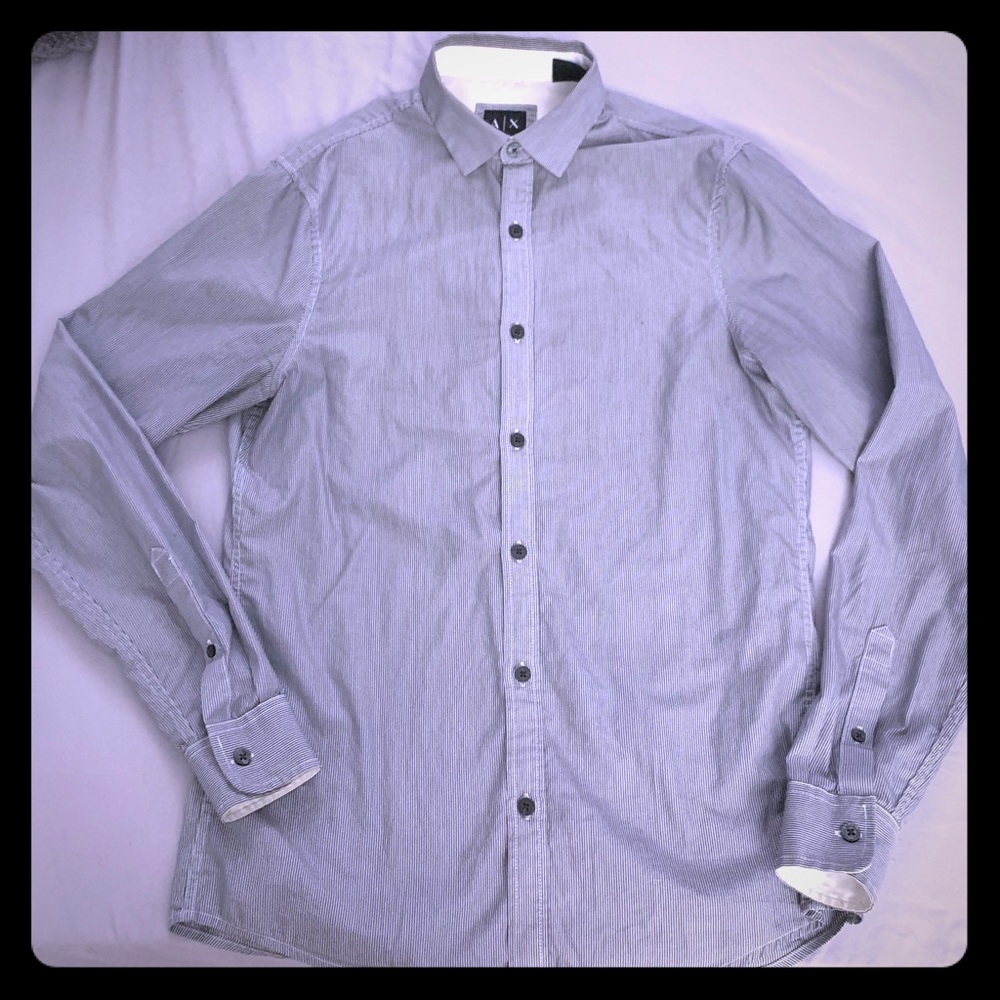 Armani Exchange Slim-Fit Stripped Shirt.
